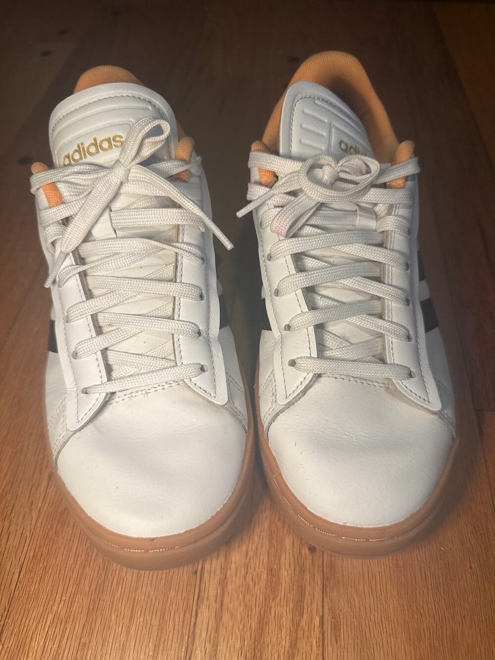 Adidas Grand Court Alpha White Flash Orange Sneakers Sz 9.5